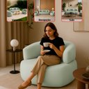 Ver imagem 2 de Namoradeira e 2 Poltronas Orgânica Chloe Boucle Verde com Almofada Plumante - Arkell