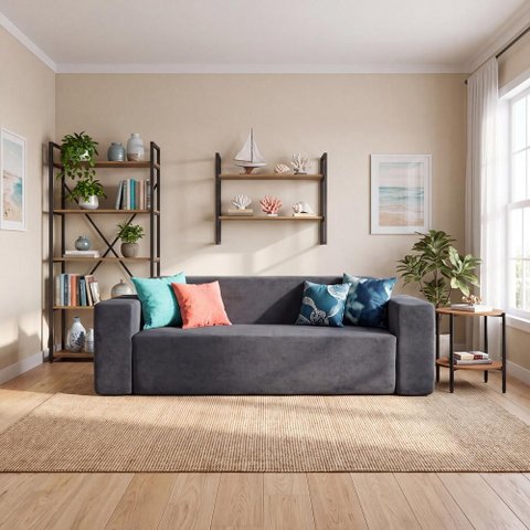 Sofá 3 Lugares Kappesberg 236cm Boucle Titanio