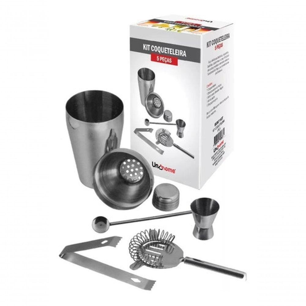 Kit Bar 5pçs Coqueteleira Profissional Aço Inox 550ml - 5