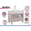 Ver imagem 4 de Gabinete Banheiro Bariloche c/Cuba 90cm Platina/Calacata MGM