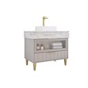 Ver imagem 2 de Gabinete Banheiro Bariloche c/Cuba 90cm Platina/Calacata MGM