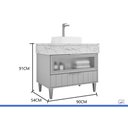 Ver imagem 3 de Gabinete Banheiro Bariloche c/Cuba 90cm Platina/Calacata MGM
