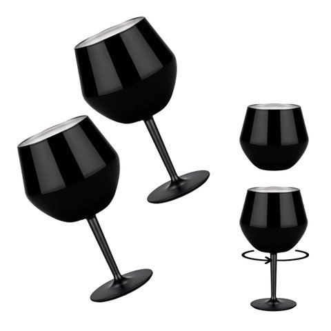 Taca Copo Termico Inox 2 em 1 Kit 2 Uni Drink Vinho Cocktail Bebida Gelada Resistente Lazer Festa Ev