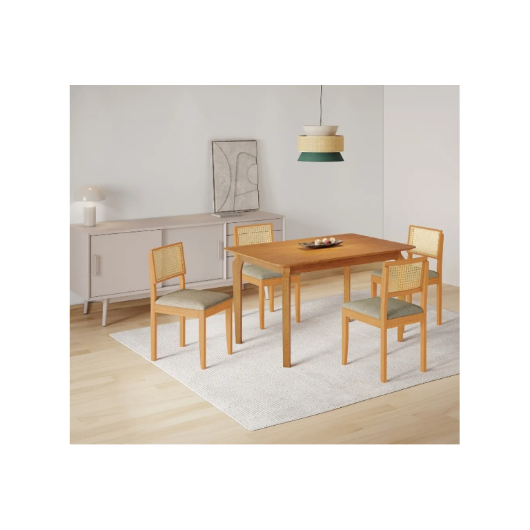 Mesa Alegra 4 Cadeiras Jade 1,20m Linho Cinza Jcm - Cinamomo