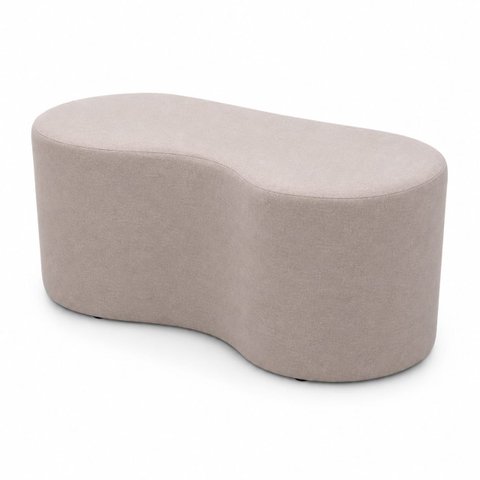 Puff Orgânico Feijão 80cm para Sala e Quarto Linho Bege