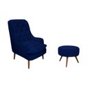 Ver imagem 1 de Kit Poltrona Lille e Puff Suede Azul Marinho - Dominic Decor