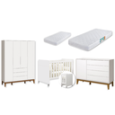 Ver imagem 2 de Quarto de Bebê Berço Evolution + Guarda Roupa 4P + Cômoda Sp Elfe Branco Fosco com 02 Colchão
