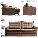Ver imagem 3 de Sofá sem Caixa Retrátil Baú 2,00m Cama Inbox Secret Suede Velusoft Castor