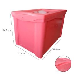 Caixa Organizadora Grande Com Trava 30L Rosa Sanremo - 2 Caixa Organizadora Grande Com Trava 30L Rosa Sanremo - 2