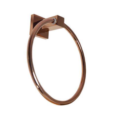 Porta Toalha Rosto Mão Rose Gold Argola Banheiro Metal Luxo