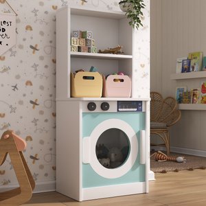 Máquina de Lavar de Brinquedo para Crianças 100% Mdf:menta