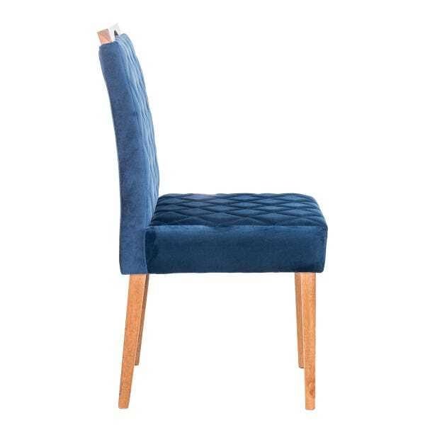 2 Cadeiras em Madeira Maciça Estofada Tecido Suede Azul Ferrugine Design  - 3