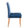 2 Cadeiras em Madeira Maciça Estofada Tecido Suede Azul Ferrugine Design - 3