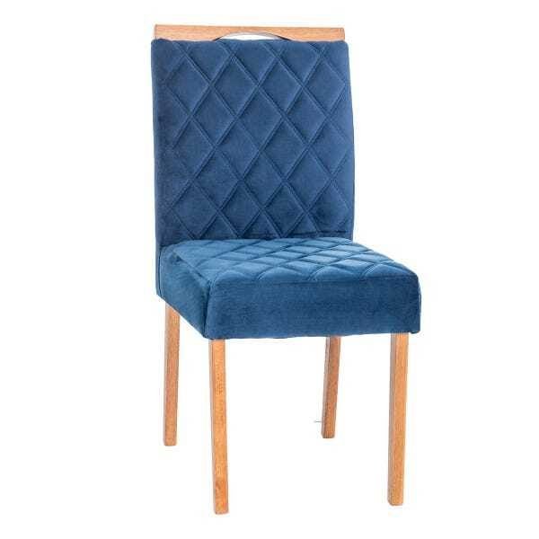2 Cadeiras em Madeira Maciça Estofada Tecido Suede Azul Ferrugine Design  - 4