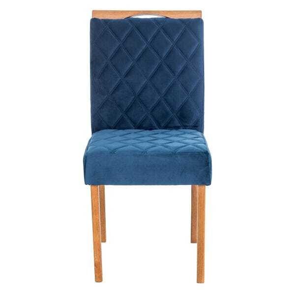 2 Cadeiras em Madeira Maciça Estofada Tecido Suede Azul Ferrugine Design  - 2