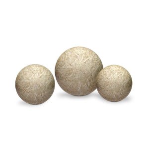 Trio Esferas Enfeite de Mesa Decoração Cerâmica Bege Petra