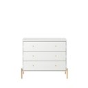 Ver imagem 1 de Cômoda 3 Gavetas Jasper 94 cm - Branco Gloss c/ Dourado