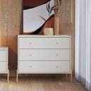 Ver imagem 2 de Cômoda 3 Gavetas Jasper 94 Cm - Branco Gloss C/ Dourado