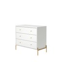 Ver imagem 6 de Cômoda 3 Gavetas Jasper 94 Cm - Branco Gloss C/ Dourado