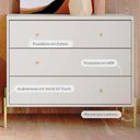 Ver imagem 3 de Cômoda 3 Gavetas Jasper 94 Cm - Branco Gloss C/ Dourado