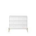 Ver imagem 1 de Cômoda 3 Gavetas Jasper 94 Cm - Branco Gloss C/ Dourado