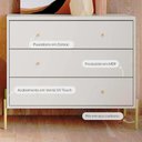 Ver imagem 2 de Cômoda 3 Gavetas Jasper 94 cm - Branco Gloss c/ Dourado