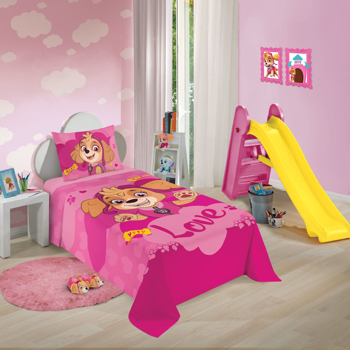 Jogo Cama Solteiro Infantil Menina + Lençol Rosa Kit 4 Peças