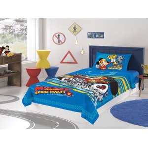 Jogo de Cama Infantil Mickey Menino Azul Solteiro 2pçs Lepper