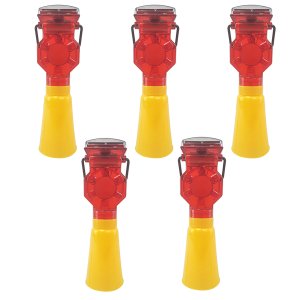 Sinalizador Solar Viario Cone Kit 5 Uni Rua Rodovia Estrada Iluminaçao Segurança Evita Acidentes Est