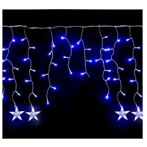 Pisca Cascata Cordão de Luz Estrela Led Azul 6 Metros 220v