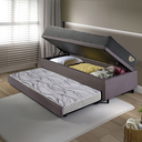 Ver imagem 3 de Bicama Box Baú Solteiro com Colchão Adapto Molas Ensacadas Ecoflex Suede Cinza 88x188