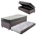 Ver imagem 1 de Bicama Box Baú Solteiro com Colchão Adapto Molas Ensacadas Ecoflex Suede Cinza 88x188