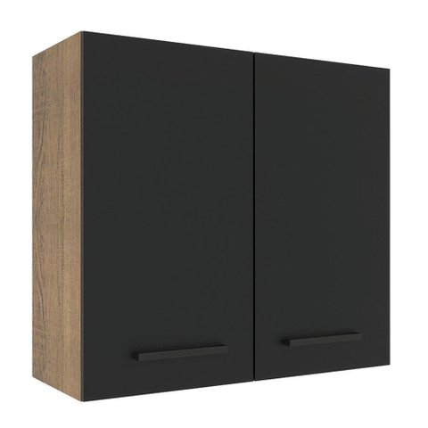 Armário Aéreo 70 Cm 2 Portas Rustic/preto Rustic/preto
