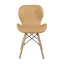 Ver imagem 3 de Kit 20 Cadeiras de Jantar Charles Eames Slim Wood Estofada - Nude Escuro