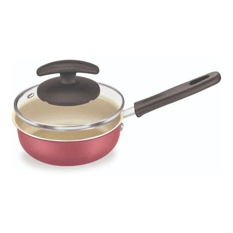 Frigideira Ovos Antiaderente Alumínio com Tampa Premium 12cm: Cereja