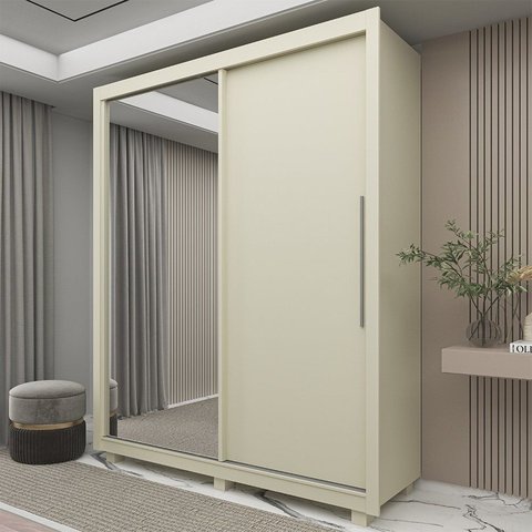 Guarda-Roupa Solteiro 2 Portas 1 Porta Espelhada com Pés Royale 100% MDF