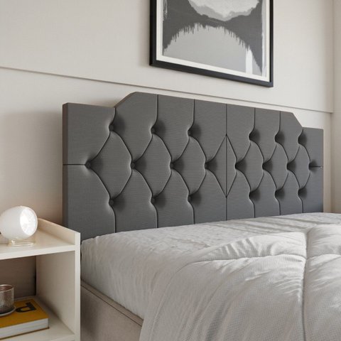 Cabeceira Painel Estofada Queen Capitonê Luxo Dobrável Capela Fixação na Parede:Cinza
