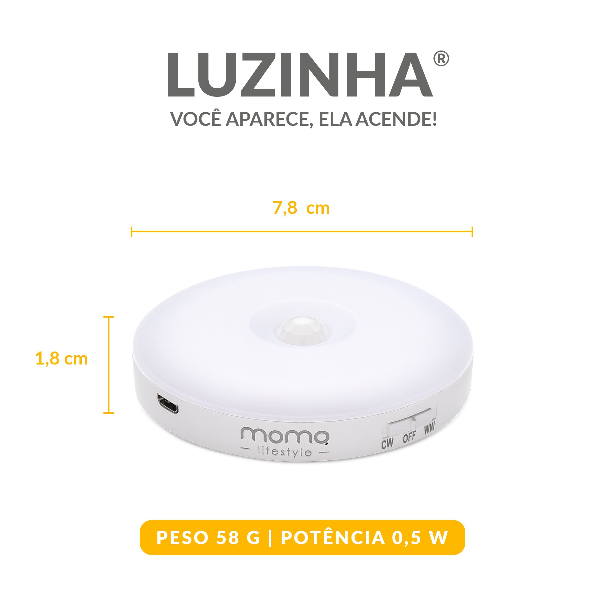 4 Luzinha   Momo Lifestyle - Luminária Led com Sensor de Presença e Fotocélula, Carregável Usb - 2