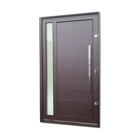 Porta Pivotante Alumínio Lamb.Visione c/Pux.D.Elite Marrom Corten 240x150 Brimak