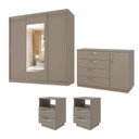 Ver imagem 2 de Kit Guarda Roupas 3 Portas, Cômoda e Mesa de Cabeceira Araçá CabeCasa MadeiraOriginals Cinza/Fendi
