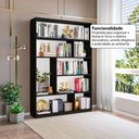 Ver imagem 6 de Estante de Escritório para Livros com 8 Nichos 120cm Multimóveis Crrui-EST003 Preto