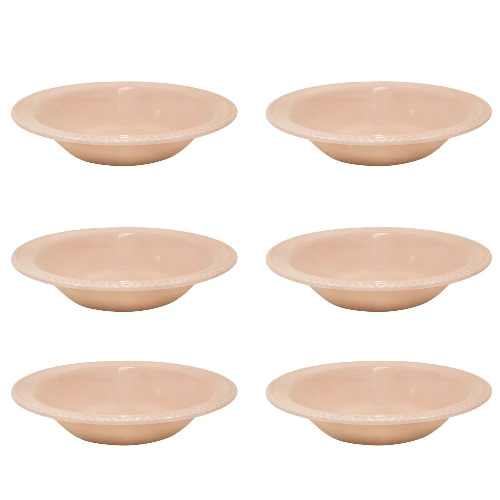 Jogo 6 Pratos Fundos Perla Rose Nude | MadeiraMadeira