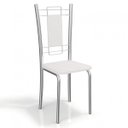 Ver imagem 1 de Kit com 2 Cadeiras Estofadas Florença Cromada 2c005cr Kappesberg Crome - Cromado/courino Branco
