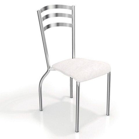 Kit com 2 Cadeiras Estofadas Portugal Cromada 2c007cr Kappesberg Crome - Cromado/courino Branco