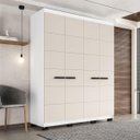 Ver imagem 1 de Roupeiro Solteiro Lisboa 4 Portas 4 Gavetas 161x214cm Branco/Creme 240842