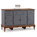 Ver imagem 1 de Balcão Buffet 4 Portas e 3 Gavetas com Pés Luiz XV 60635 Linz Móveis - Cinza/Imbuia