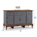 Ver imagem 4 de Balcão Buffet 4 Portas e 3 Gavetas com Pés Luiz XV 60635 Linz Móveis - Cinza/Imbuia