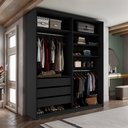 Ver imagem 1 de Closet Solteiro Guarda Roupa sem Porta 159cm 3 Gavetas Mdf Pisa R02 Preto - Lyam Decor