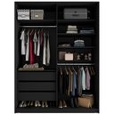 Ver imagem 3 de Closet Solteiro Guarda Roupa sem Porta 159cm 3 Gavetas Mdf Pisa R02 Preto - Lyam Decor