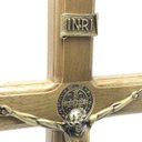 Ver imagem 2 de Crucifixo de Mesa e Parede Madeira Metal São Bento Ouro Velho 35 cm